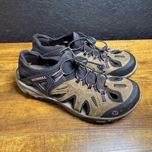 Merrell All Out Blaze Sieve J12730 Brown Leather Water Shoes Womens 9